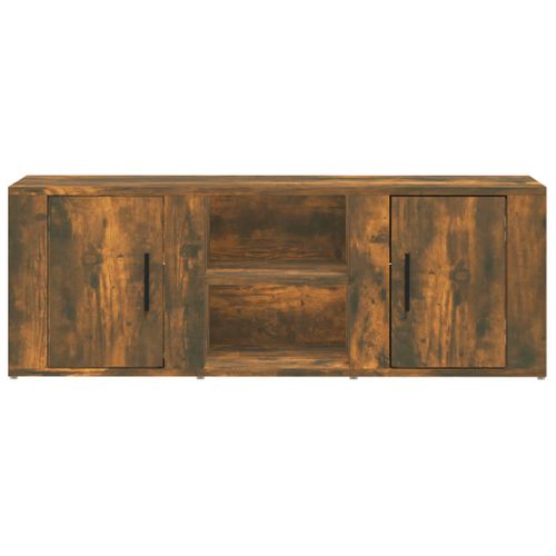 Meuble TV Chêne Fumé 100x31,5x35 Cm Bois Contreplaqué