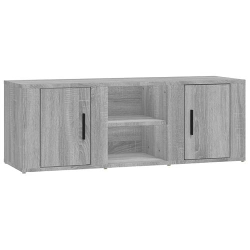 Meuble TV Sonoma Gris 100x31,5x35 Cm Bois Contreplaqué