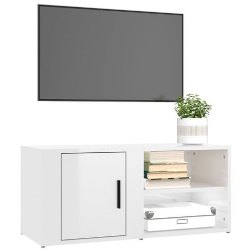 Meubles TV 2 Pièces Blanc Brillant 80x31,5x36 Cm Bois Contreplaqué