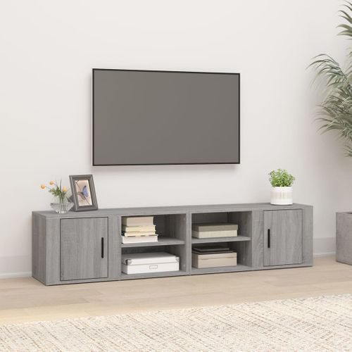 Meubles TV 2 Pièces Sonoma Gris 80x31,5x36 Cm Bois Contreplaqué