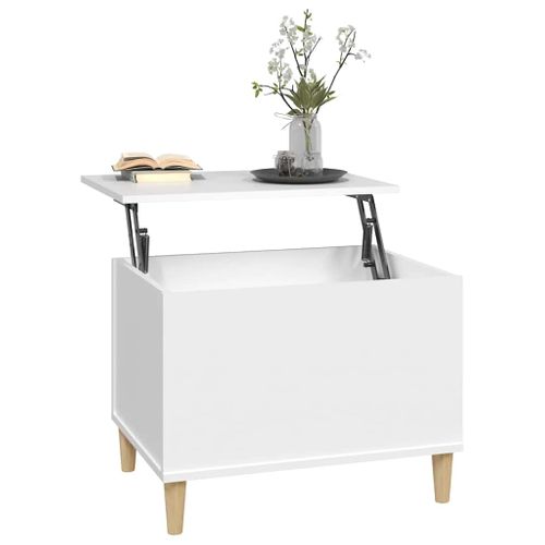 Table Basse Blanc 60x44,5x45 Cm Bois Contreplaqué