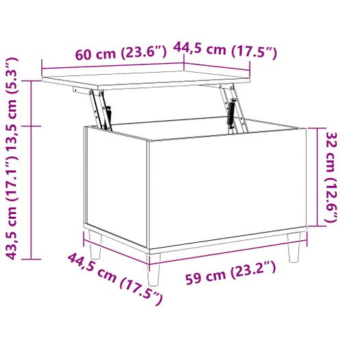 Table Basse Chêne Sonoma 60x44,5x45 Cm Bois Contreplaqué
