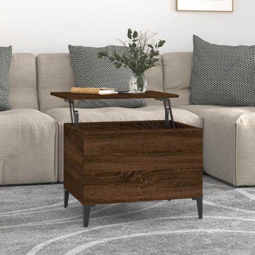 Table Basse Chêne Marron 60x44,5x45 Cm Bois Contreplaqué