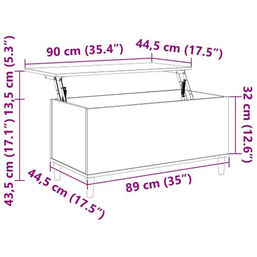 Table Basse Blanc Brillant 90x44,5x45 Cm Bois Contreplaqué
