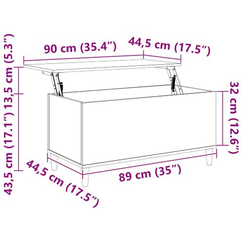 Table Basse Gris Béton 90x44,5x45 Cm Bois Contreplaqué