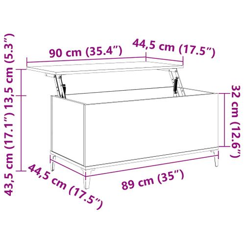 Table Basse Gris Béton 90x44,5x45 Cm Bois Contreplaqué