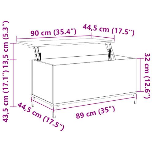 Table Basse Sonoma Gris 90x44,5x45 Cm Bois Contreplaqué