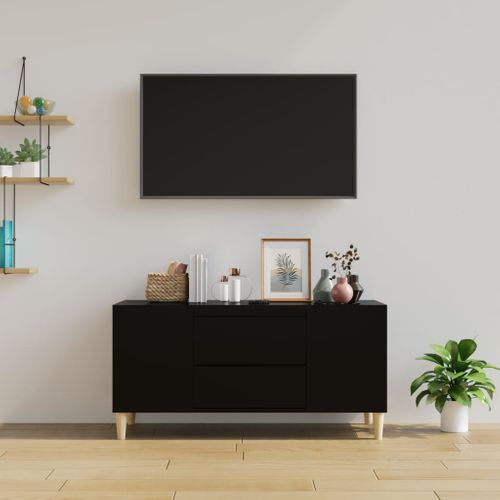 Meuble TV Noir 102x44,5x50 Cm Bois Contreplaqué