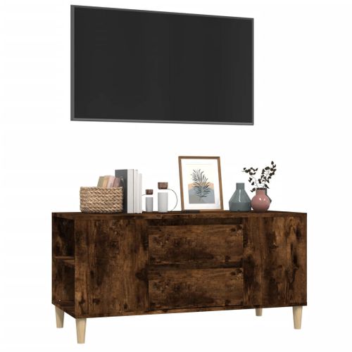 Meuble TV Chêne Fumé 102x44,5x50 Cm Bois Contreplaqué