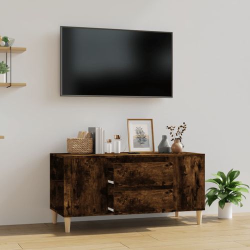 Meuble TV Chêne Fumé 102x44,5x50 Cm Bois Contreplaqué