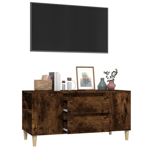 Meuble TV Chêne Fumé 102x44,5x50 Cm Bois Contreplaqué