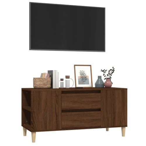 Meuble TV Chêne Marron 102x44,5x50 Cm Bois Contreplaqué