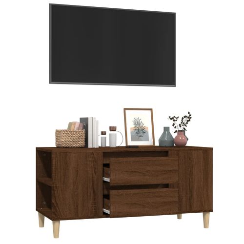 Meuble TV Chêne Marron 102x44,5x50 Cm Bois Contreplaqué