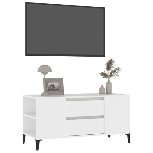 Meuble TV Blanc 102x44,5x50 Cm Bois Contreplaqué