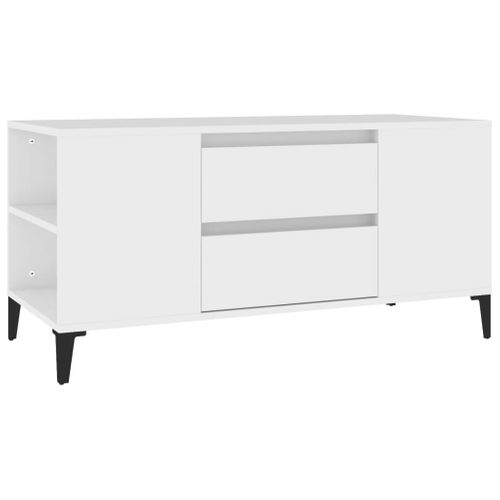 Meuble TV Blanc 102x44,5x50 Cm Bois Contreplaqué