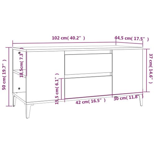 Meuble TV Blanc 102x44,5x50 Cm Bois Contreplaqué