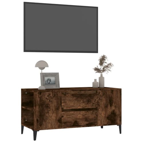 Meuble TV Chêne Fumé 102x44,5x50 Cm Bois Contreplaqué