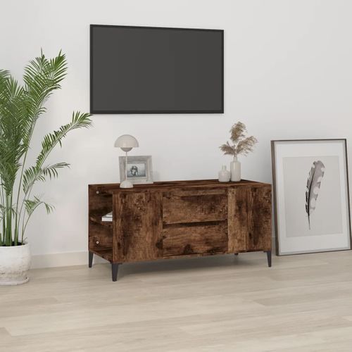 Meuble TV Chêne Fumé 102x44,5x50 Cm Bois Contreplaqué