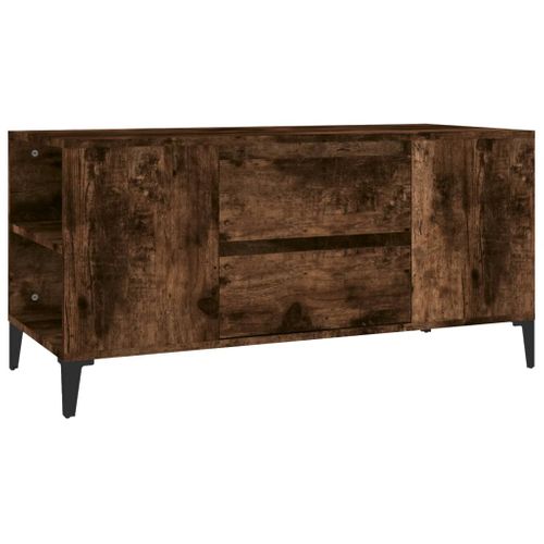Meuble TV Chêne Fumé 102x44,5x50 Cm Bois Contreplaqué