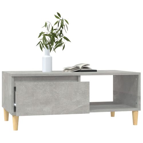 Table Basse Gris Béton 90x50x36,5 Cm Bois Contreplaqué