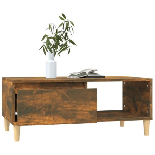 Table Basse Chêne Fumé 90x50x36,5 Cm Bois Contreplaqué