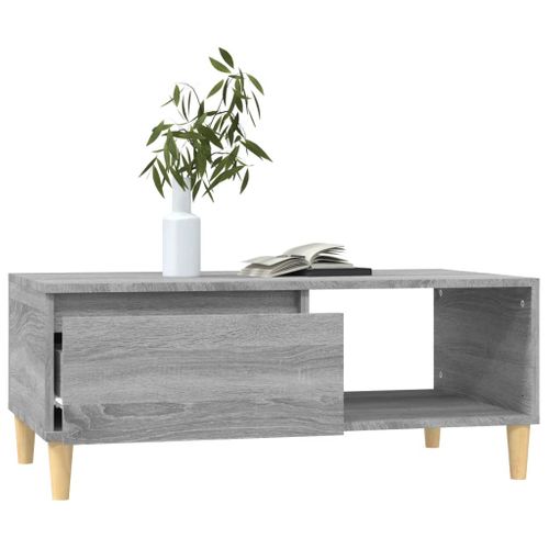 Table Basse Sonoma Gris 90x50x36,5 Cm Bois Contreplaqué