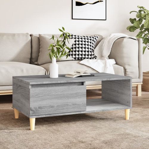 Table Basse Sonoma Gris 90x50x36,5 Cm Bois Contreplaqué