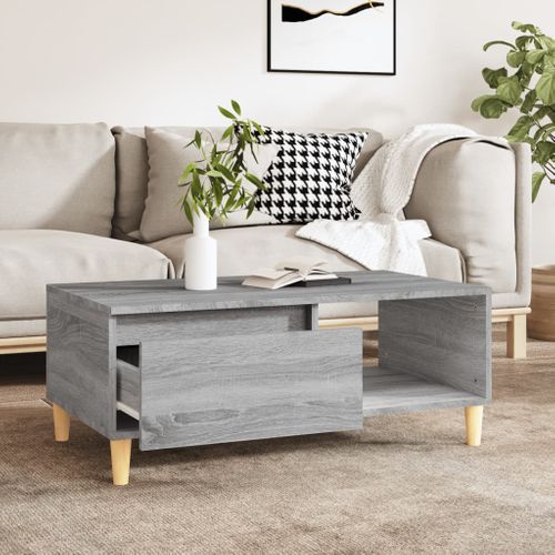 Table Basse Sonoma Gris 90x50x36,5 Cm Bois Contreplaqué