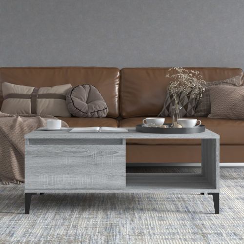 Table Basse Sonoma Gris 90x50x36,5 Cm Bois Contreplaqué