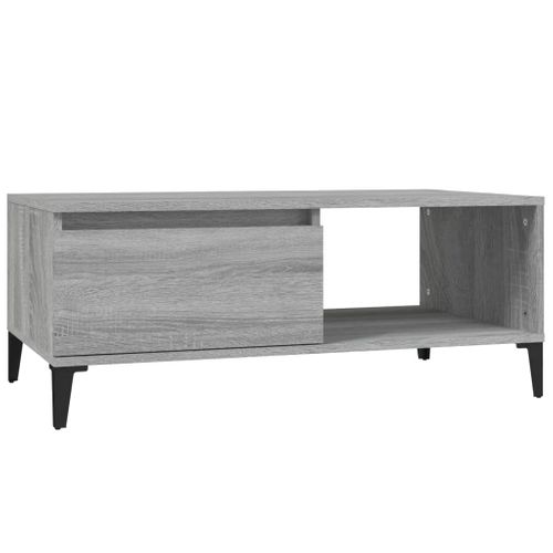 Table Basse Sonoma Gris 90x50x36,5 Cm Bois Contreplaqué