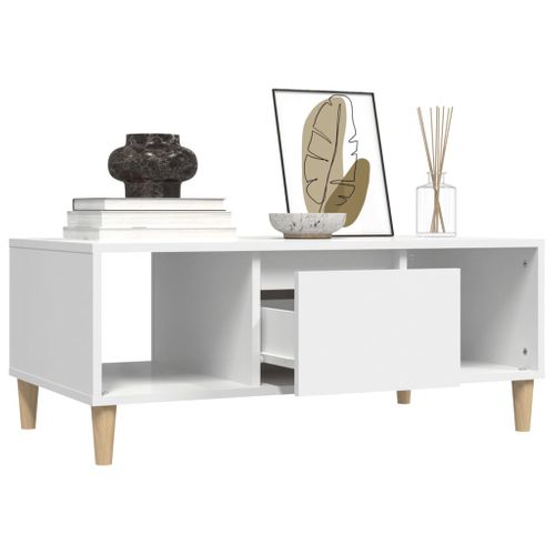 Table Basse Blanc 90x50x36,5 Cm Bois Contreplaqué