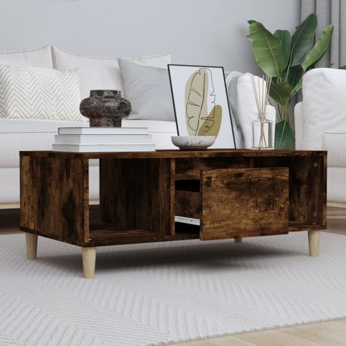 Table Basse Chêne Fumé 90x50x36,5 Cm Bois Contreplaqué