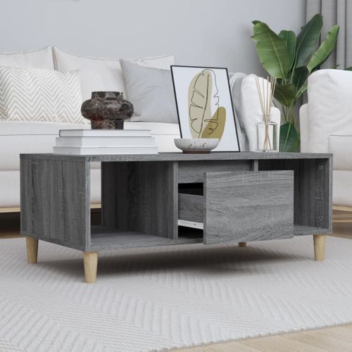 Table Basse Sonoma Gris 90x50x36,5 Cm Bois Contreplaqué
