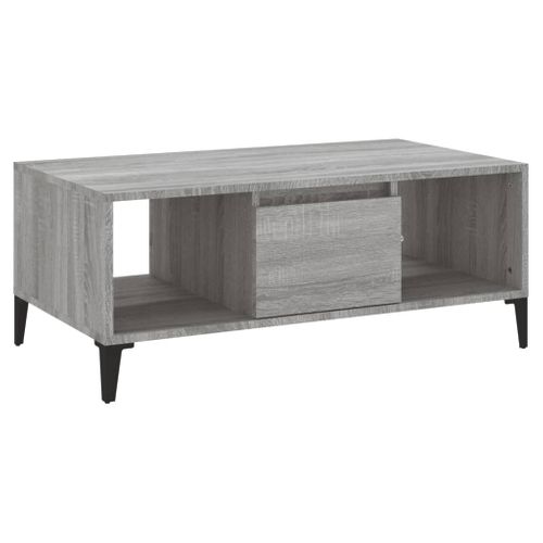 Table Basse Sonoma Gris 90x50x36,5 Cm Bois Contreplaqué
