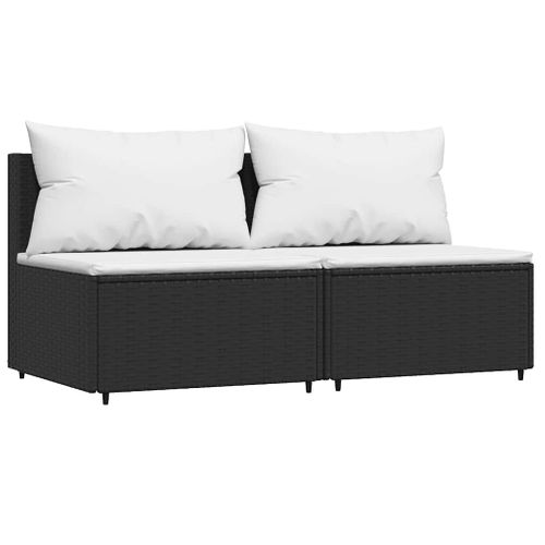 Canapés Centraux De Jardin Et Coussins 2pcs Noir Résine Tressée
