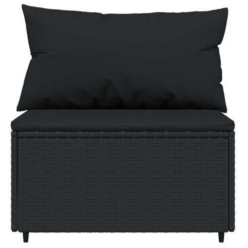 Canapés Centraux De Jardin Et Coussins 2pcs Noir Résine Tressée