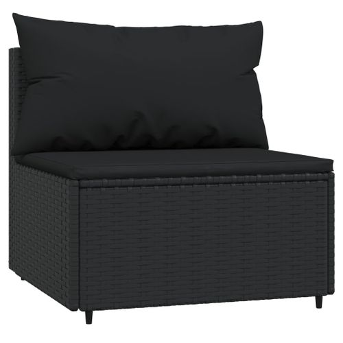 Canapés Centraux De Jardin Et Coussins 2pcs Noir Résine Tressée
