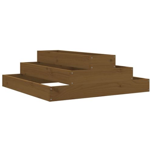 Jardinière Marron Miel 80x80x27 Cm Bois Massif De Pin