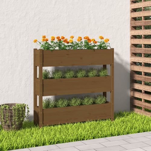 Jardinière Marron Miel 112x25x104,5 Cm Bois Massif De Pin