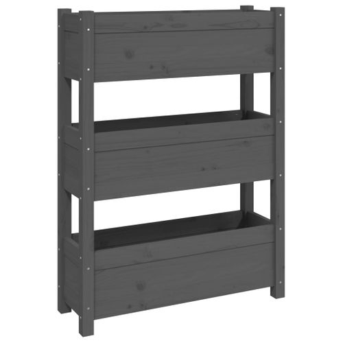 Jardinière Gris 77x25x104,5 Cm Bois Massif De Pin