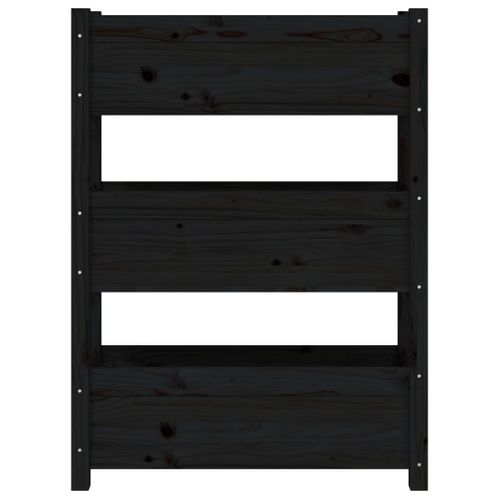 Jardinière Noir 77x25x104,5 Cm Bois Massif De Pin