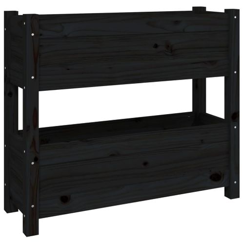 Jardinière Noir 77x25x66 Cm Bois Massif De Pin