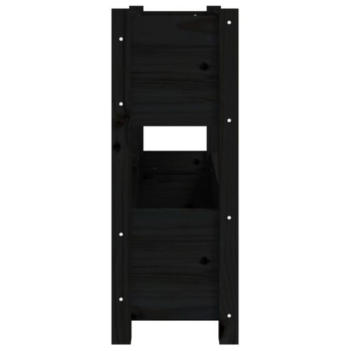 Jardinière Noir 77x25x66 Cm Bois Massif De Pin