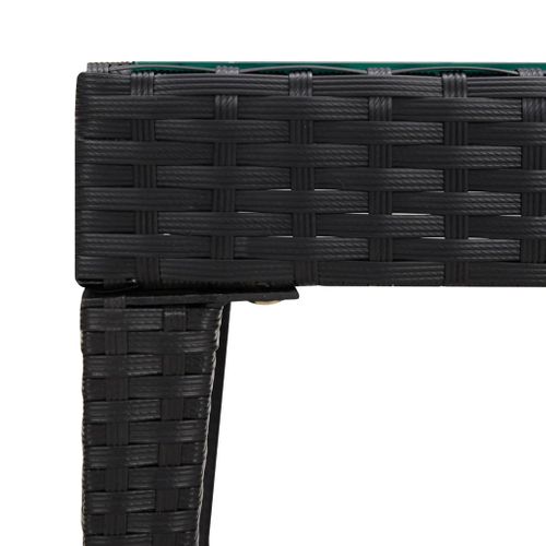 Table D'appoint Noir 50x50x38 Cm Poly Rotin Et Verre Trempé