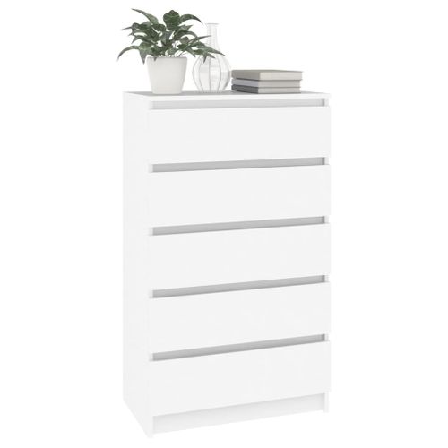 Commode Avec Tiroirs Blanc 60x36x103 Cm Bois Contreplaqué Buffet Armoire Meuble De Rangement