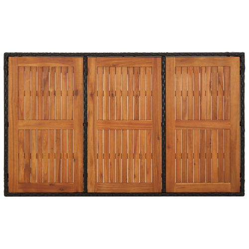 Table De Jardin Dessus En Bois Noir 150x90x75 Cm Résine Tressée