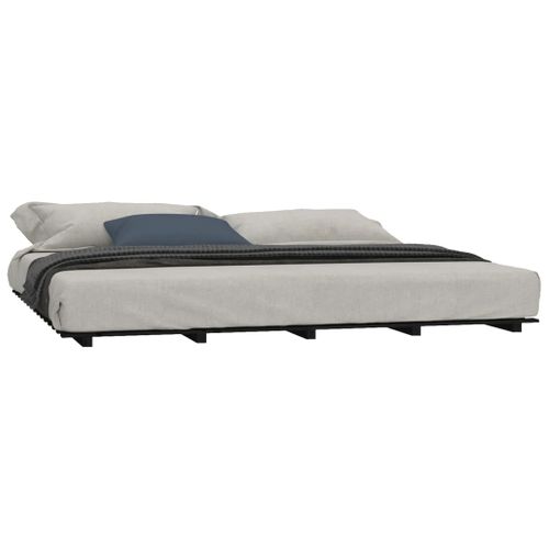 Cadre De Lit Sans Matelas Noir 200x200 Cm Bois Massif De Pin