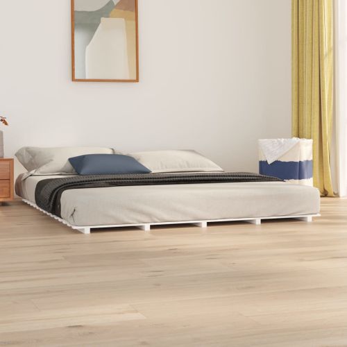 Cadre De Lit Sans Matelas Blanc 180x200 Cm Bois Massif De Pin