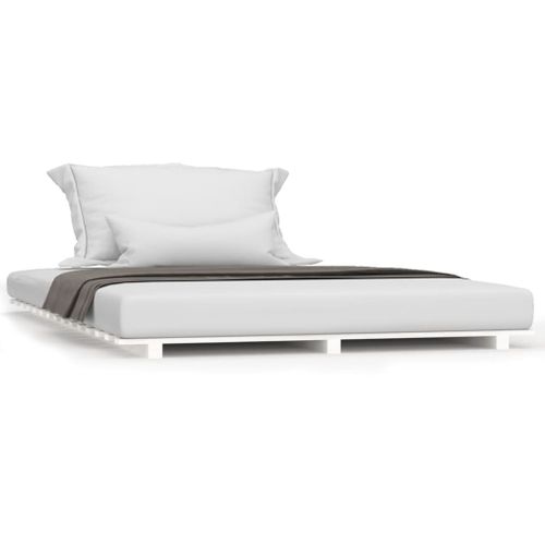Cadre De Lit Sans Matelas Blanc 140x190 Cm Bois De Pin Massif
