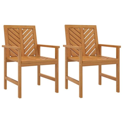 Lot De Deux Chaises De Jardin En Bois D'acacia - 90x60 Cm - Marron Clair
